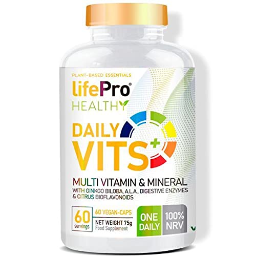 Life Pro Daily Vits – Multivitaminas y minerales para lo protección del sistema inmune – Vitaminas A, D, E, K, C, B1, B2, B6 y B12 – 60 cápsulas – Producto apto para veganos
