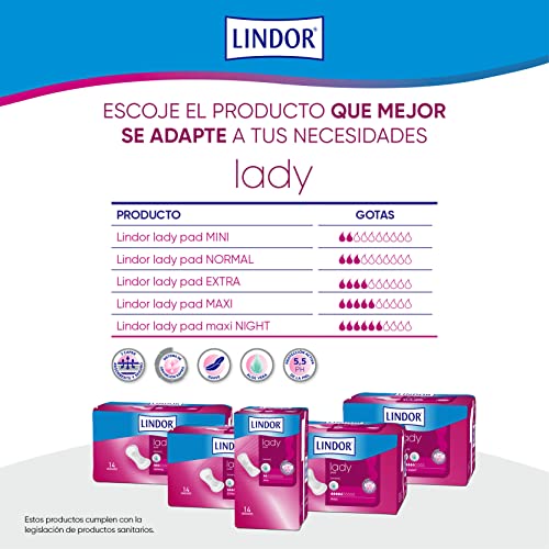 Lindor Lady: Compresas para Mujeres con Pérdidas de Orina, Extra, Protectores y Absorbentes para Incontinencia, 14 unidades