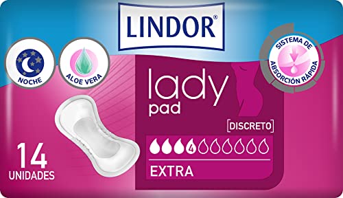 Lindor Lady: Compresas para Mujeres con Pérdidas de Orina, Extra, Protectores y Absorbentes para Incontinencia, 14 unidades