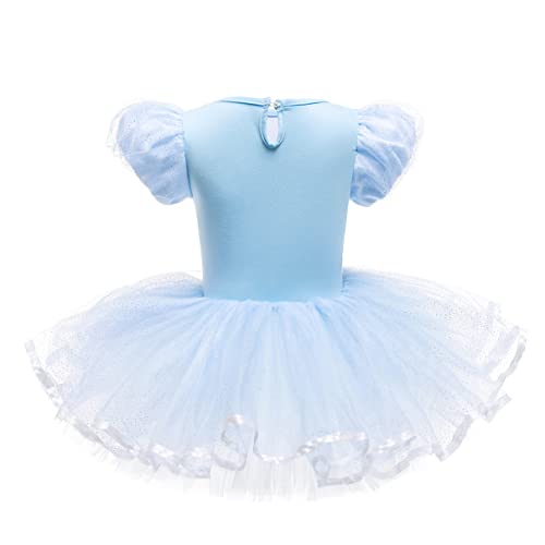 Lito Angels Disfraz Bailarina de Ballet Princesa Cenicienta para Niñas, Vestido Maillot de Danza Baile con Falda Tutu, Talla 3 a 4 Años, Azul