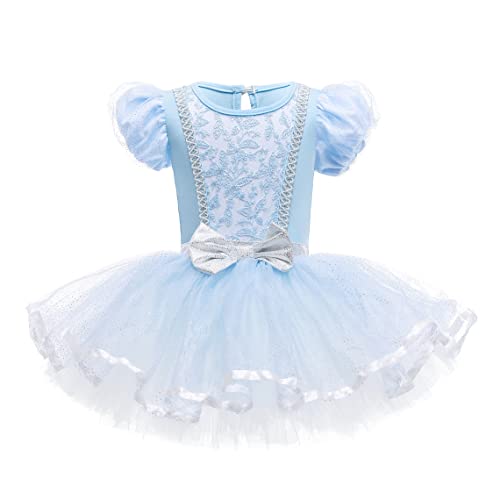 Lito Angels Disfraz Bailarina de Ballet Princesa Cenicienta para Niñas, Vestido Maillot de Danza Baile con Falda Tutu, Talla 3 a 4 Años, Azul