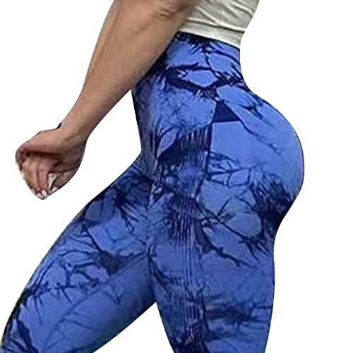 Litthing Tie Dye Gym Leggins Deporte Mujer Yoga Leggings Push Up Suaves Elásticos Tie Dye Mujer Anticeluliticos Sin Costuras Opaco Scrunch Butt Pantalones Yoga Running