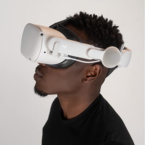 Logitech Chorus VR Off-Ear Headset para Meta Quest 2, diseñado para Juegos y VR Fitness, Ligero, Audio inmersivo al Aire Libre, Giro para silenciar, Paso USB-C - Blanco