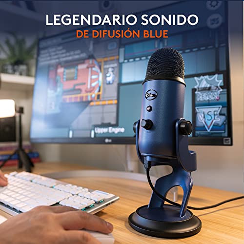 Logitech for Creators Blue Yeti Micrófono Condensador USB para Grabación, Streaming, Gaming, Podcasting, Azul
