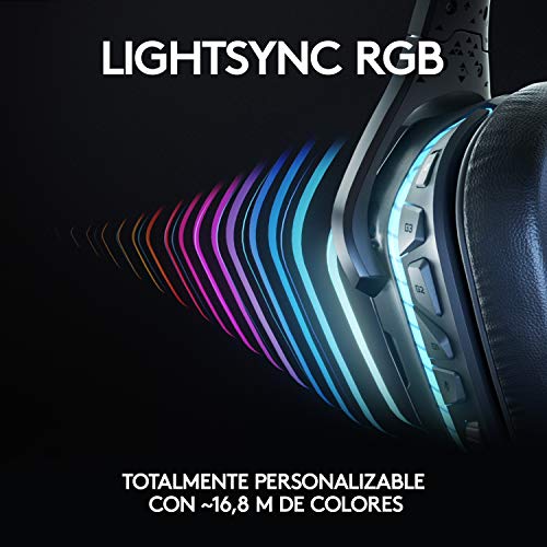 Logitech G635 Auriculares Gaming RGB con Cable, Sonido 7.1 Surround, DTS Headphone:X 2.0, Transductores 50mm Pro-G, USB/3.5mm, Mic Volteable para Silenciar, PC/Xbox One/PS4/Switch - Negro