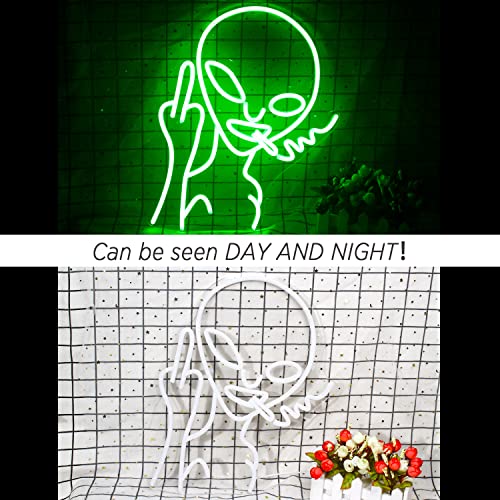 Logotipo de neón alienígena verde para decoración de paredes, bares, salas de juegos, dormitorios, hogar y Halloween