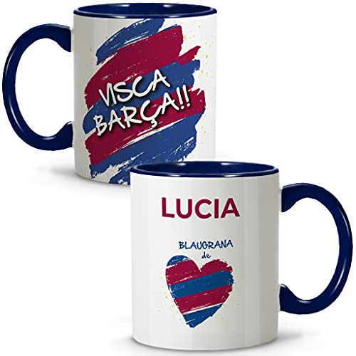LolaPix Taza Barcelona. Tazas Personalizadas con Nombre. Taza Desayuno fútbol. Taza de cerámica 330ml. Varios diseños.