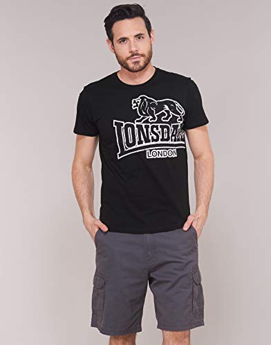Lonsdale Langsett - Camiseta de manga corta para hombre, color negro, talla S