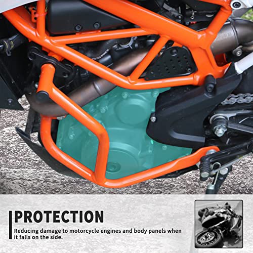Lorababer Protector de marco de protección para tanque de barra de choque de acero para motocicleta compatible con K.T.M DUKE250 DUKE390 Duke 250 390 2017-2022 2018 2019 2020 2021(naranja)