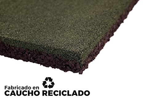 Lucatex - Loseta caucho reciclado maciza 30x30cm verde 10unds (1m2) | suelo de caucho reciclado gimnasio | loseta caucho profesional | loseta caucho 20mm