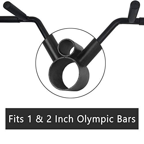 Luwint Mango de barra en T multiagarre, accesorio de mina terrestre recta en V de acero sólido, se adapta a barras olímpicas de 1 y 2 pulgadas, equipo de gimnasio en casa para entrenamiento de espalda