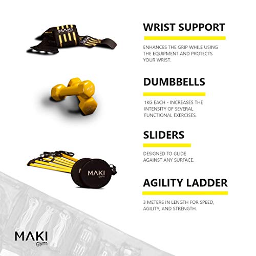 MAKI gym - Para interiores y exteriores, un gimnasio portátil completo, incluye programas de entrenamiento online gratuitos.