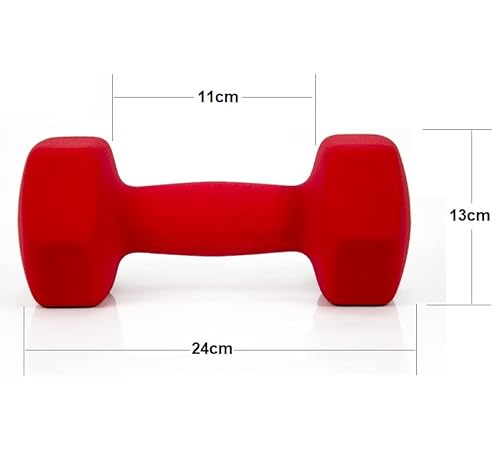 Mancuerna pesa de 6kg acero cubierta en vinilo suave y antideslizante Ejercicio en Casa, gimnasia, musculación. Color Rojo