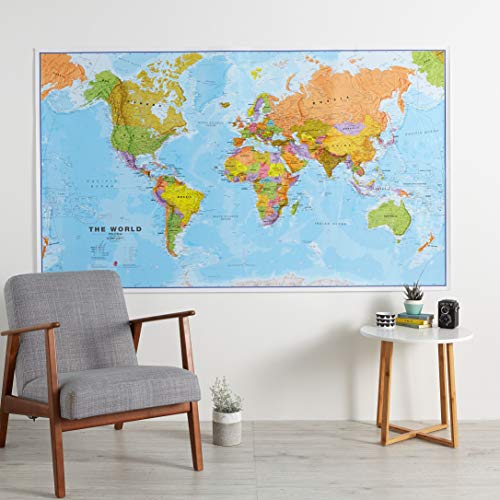 Maps International - Mapa del mundo gigante, póster político con el mapa del mundo, plastificado - 201 x 116,5 cm