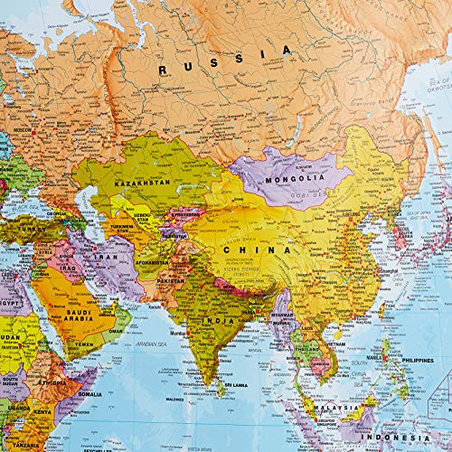Maps International - Mapa del mundo gigante, póster político con el mapa del mundo, plastificado - 201 x 116,5 cm