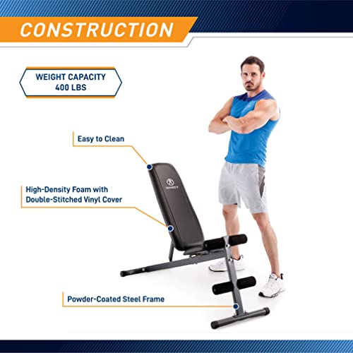 Marcy Banco utilitario SB-261, banco de pesas, inclinación/declinación, ajustable, gimnasio en casa, entrenamiento de cuerpo completo