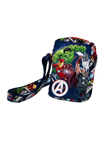 Marvel Avengers Bolso para Niños, Diseño Hulk Iron Man Thor Capitan America, Bandolera Bolso Ajustable, Regalo para Niños y Adolescentes