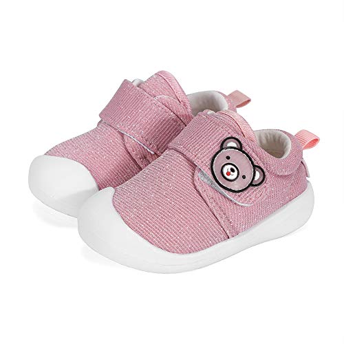 MASOCIO Zapatos Bebe Niña Primeros Pasos Zapatillas Deportivas Bebé Recién Nacido Calzado Rosado, 22 EU (Talla Fabricante 17)
