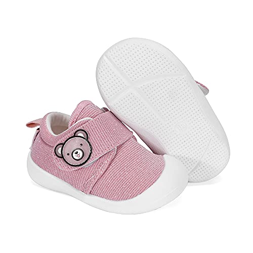 MASOCIO Zapatos Bebe Niña Primeros Pasos Zapatillas Deportivas Bebé Recién Nacido Calzado Rosado, 22 EU (Talla Fabricante 17)
