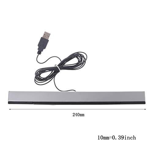 Max-Tonsen Wii Receptor con Cable Interfaz USB Rayo infrarrojo con Cable Sensor Remoto Barra Receptor Inductor Compatible con Accesorios de Juego Remoto Wii-Negro