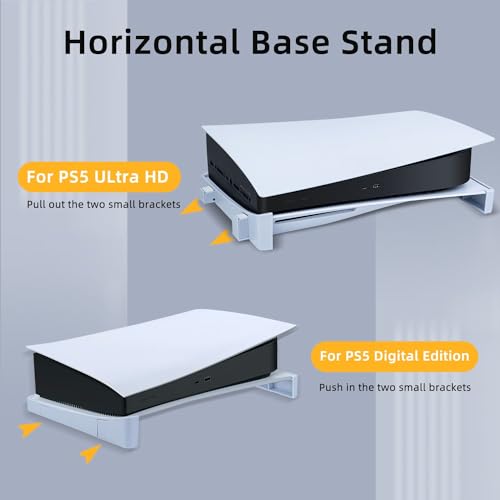 Mcbazel Soporte Horizontal Compatible con Consola PS5 DE/UHD, Soporte Base para Disco PS5 y Consola de edición Digital, con Almohadillas Antideslizantes Gery Blanco (No para PS5 Slim)