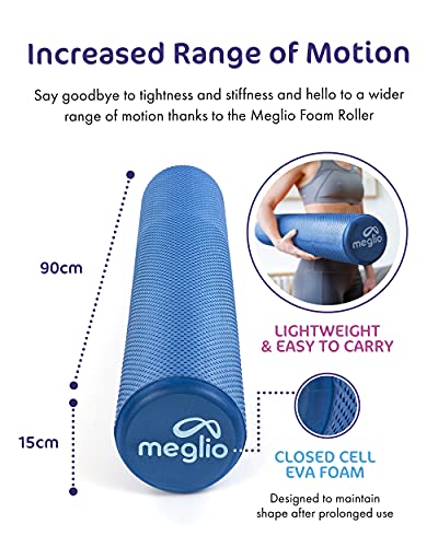 Meglio Rodillo de espuma de 90 cm, rodillo de espuma ligero para masaje muscular de tejido profundo, punto de activación eficaz para recuperación, tensión muscular y alivio del dolor y terapia