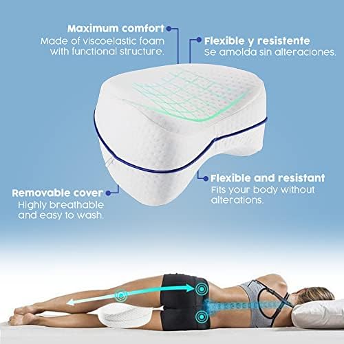 Meyson Almohada viscoelástica ideal para aliviar dolores de espalda y cervicales - Almohada de piernas para dormir de lado