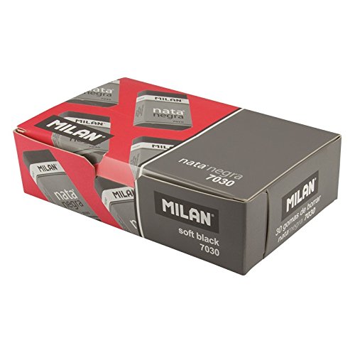 MILAN® Caja 30 gomas de borrar rectangulares nata® negra 7030 con faja de cartón y celofán