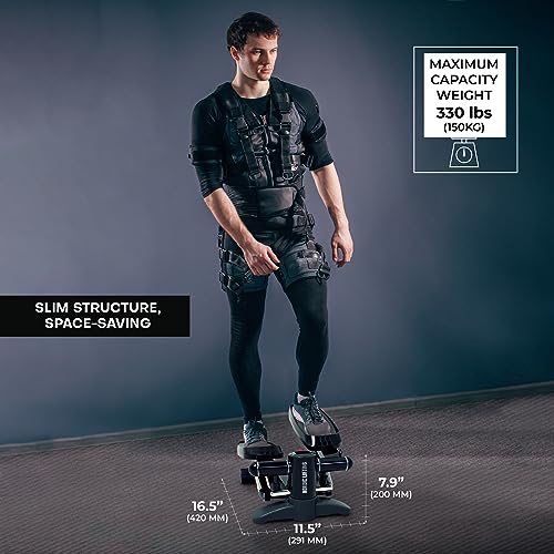 Mini Stepper & Escaladora - con Juego de Bandas de Resistencia - Monitor Incorporado por Nordic Lifting (Negro)