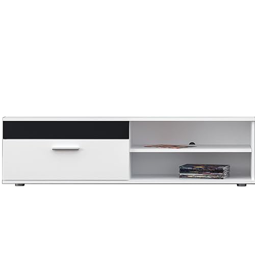 Miroytengo Mueble salón Modular Barato Mini en Color Blanco y Negro diseño Moderno Mueble TV y Dos columnas