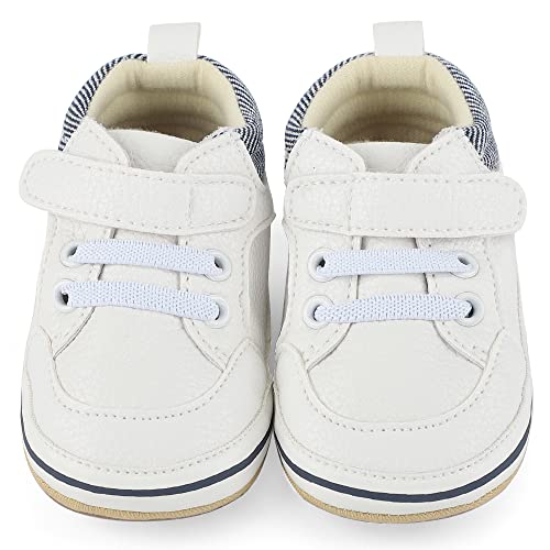 MK MATT KEELY Zapatillas para Bebé Niña Niños Primeros Pasos Zapatillas Antideslizantes de Cuero Suave de PU,Blanco2,6-12 Meses