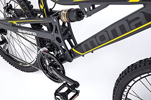 Moma Bikes Bicicleta Montaña Equinox5.0 26", Aluminio, SHIMANO 24v, Doble Freno Disco, Doble Suspensión (Varias Tallas)