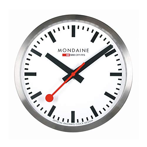 Mondaine Reloj Pared Moderno en Color Plata, A995.Clock.16SBB, 40 CM