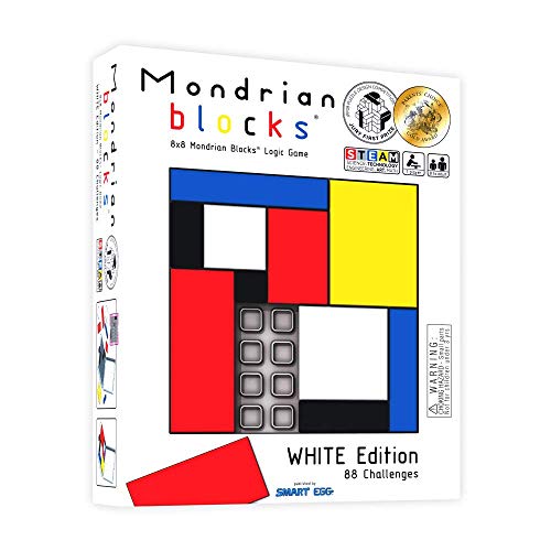 Mondrian Blocks premiado rompezabezas, Juego de Viaje Compacto a Bordo, Edición Blanca
