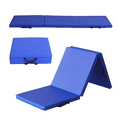 MOZURU Colchoneta Yoga Gimnasia Fitness - plegable multifuncional - 180cm x 120cm x 5cm - Resistente Antideslizante - fácil de limpiar y almacenar - color azul