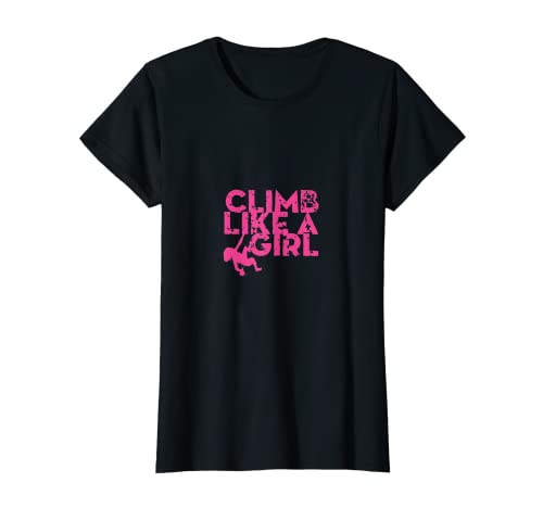 Mujer Climb like a Girl - Mosquetón Escalada para Caribeaners Climb Camiseta