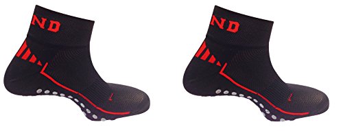 Mund Socks Pack Pilates: 2 Calcetines Antideslizantes con Puntos de Silicona en la Planta, Antibacterias y Terapéutico (Negro, L (42-45))
