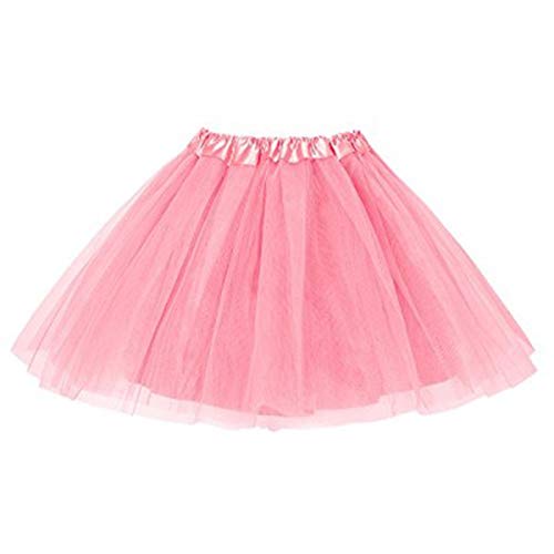 MUNDDY® - Tutu Elastico Tul 3 Capas 40 CM de Longitud para Adulta Distintas Colores Falda Disfraz Ballet (Rosa)