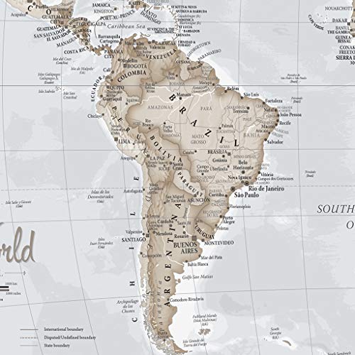 Mural gigante del mapa del mundo – Mega-mapa del mundo – tonos neutros – 232 x 158