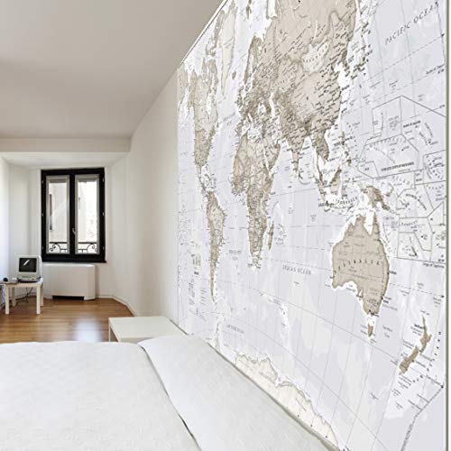 Mural gigante del mapa del mundo – Mega-mapa del mundo – tonos neutros – 232 x 158