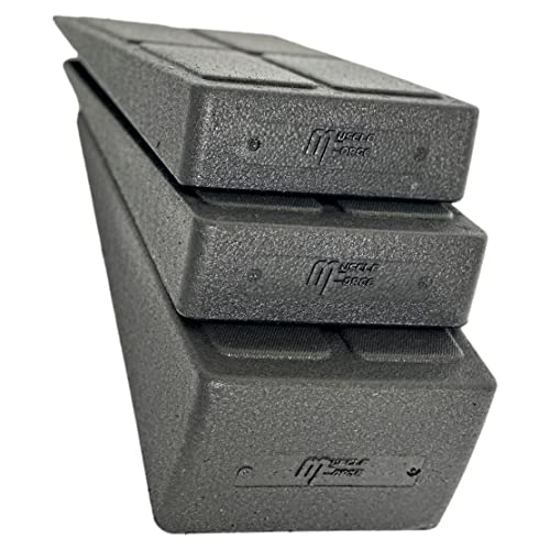 MuscleForge® Set de 3 bloques de cuña para estiramientos - Squat Wedge block, movilidad y entrenamiento de sentadillas - Tabla inclinada, Slant Board para el estiramiento de pantorrillas