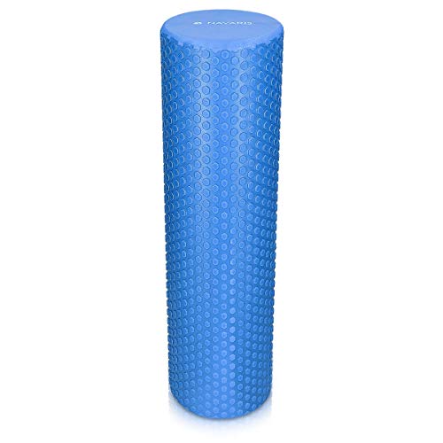Navaris Rodillo para Pilates de 90CM - Rodillo de Espuma para Masaje Fitness y Yoga - Foam Roller para fortalecimiento Muscular en Azul