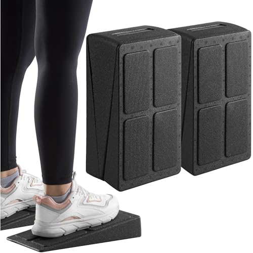Navaris Set Bloques de Yoga - 2x Accesorios para Ejercicios de Gym en Casa con Ángulo Ajustable - Bloque Taco de Gimnasio para Estiramiento Flexibilidad y Ejercicio de Piernas