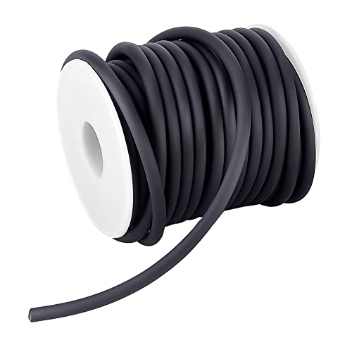 NBEADS 1 Rollo 10M Cordón de Caucho Negro, 5mm Cordón Sólido Elástico Redondo para Hacer Manualidades de Joyería DIY