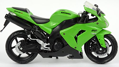 New Ray 42443 I - Motocicleta Kawasaki ZX 10 R / HONDA CBR, Vehículo en miniatura, escala 1:12, Verde / negro