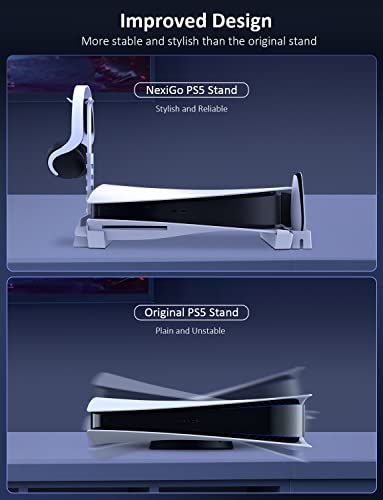 NexiGo Modular de Soporte Horizontal para PS5, Soporte Base con Soporte para Auriculares, Ranuras para Disco Duro y Ranuras Remotas de Medios, Compatible con Playstation 5 Ediciones Disc & Digital