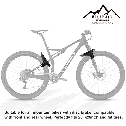 NICEDACK Guardabarros MTB, Guardabarros Bicicleta Montaña, MTB Mudguard Delantero y Trasero Compatible se Adapta a 26" 650B 27,5" 29 Pulgadas de Bici y Bicicleta Fat Mud Guard (Plata)
