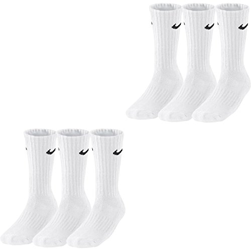 Nike 3Ppk Value Cotton Crew - Calcetines unisex, color blanco/negro, talla L/ 42-46