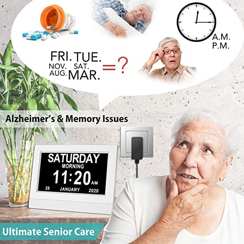 NIOKE Reloj Calendario con Fecha, día y Hora | Reloj Alzheimer | Reloj Tercera Edad [Clase de eficiencia energética A+++]