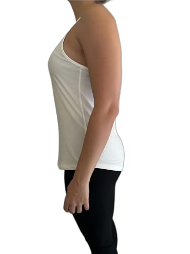 NIRHO Camiseta de entrenamiento para mujer, camiseta deportiva atlética con hombros descubiertos, camiseta de gimnasio para ejercicios de carreras, Color blanco., L